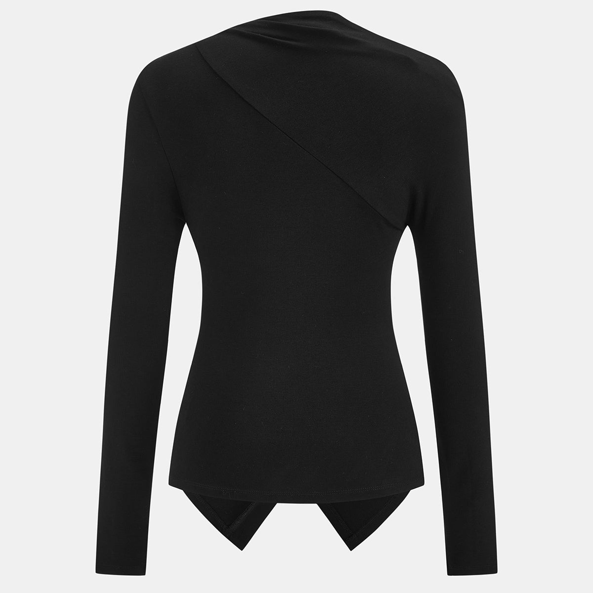 Asymmetrical Neck Long Sleeve Jersey Top with Medium Stretch