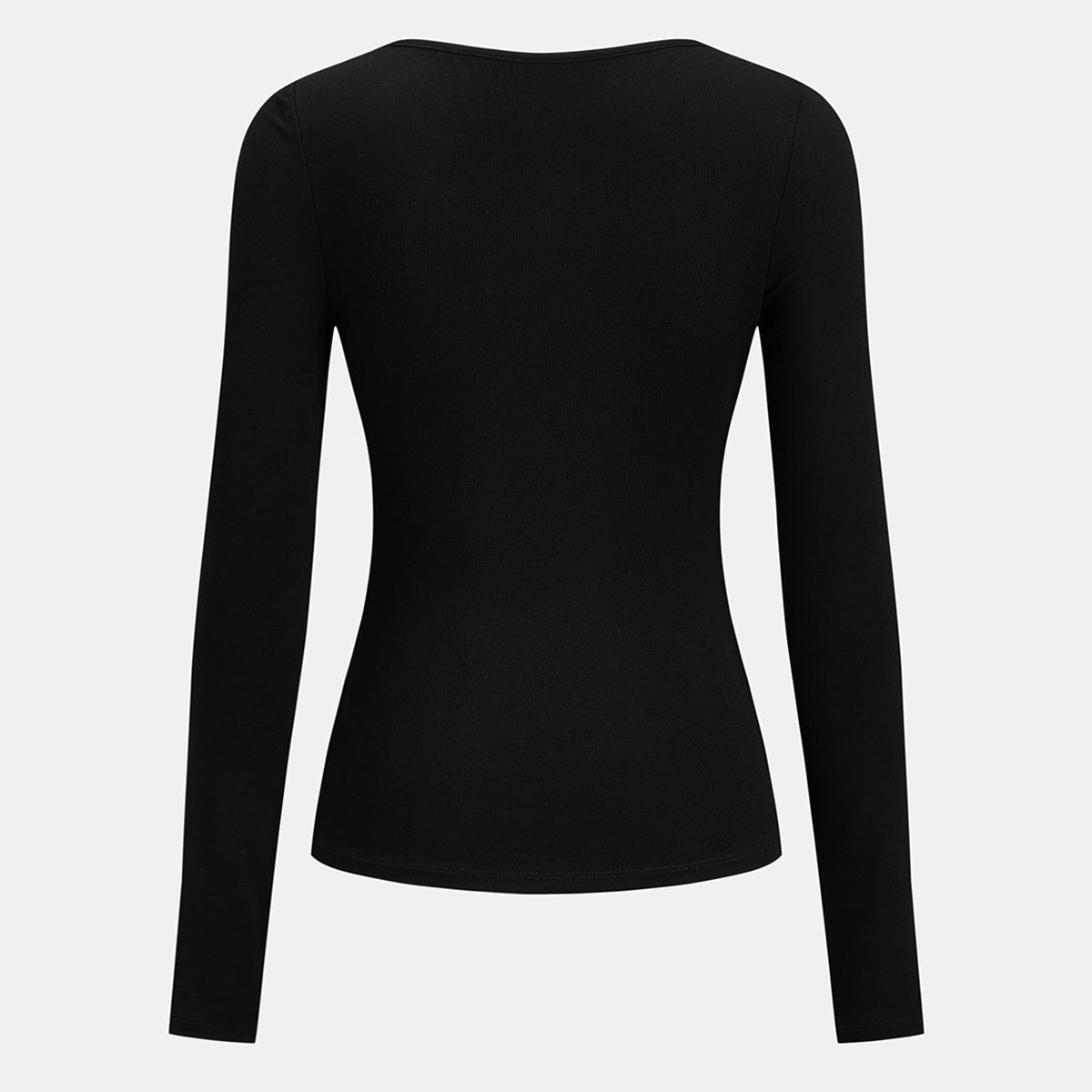 Skinny Fit Long Sleeve Top with Asymmetrical Neckline and Floral Cutout