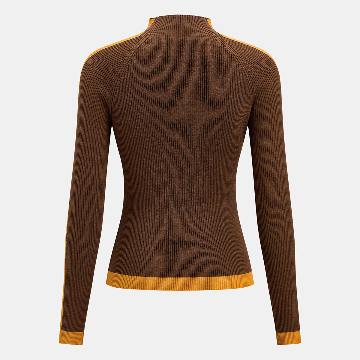 Womens Color Block Mock Neck Sweater with Medium Stretch Knit