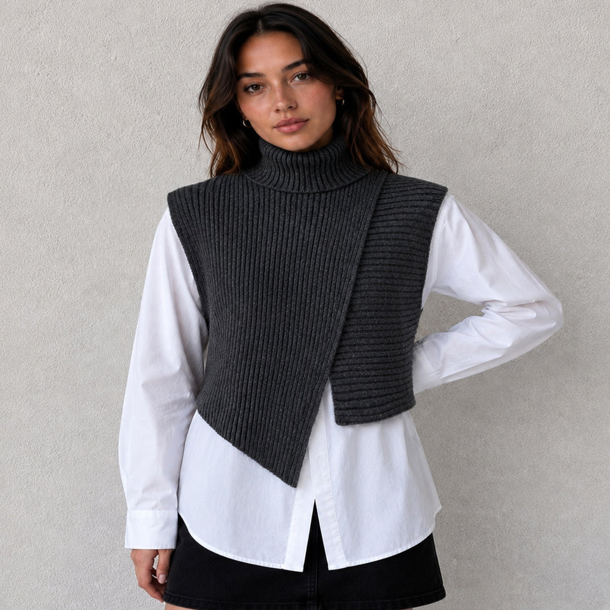 Relaxed Fit Knit Sweater with Slight Stretch and Hip Coverage