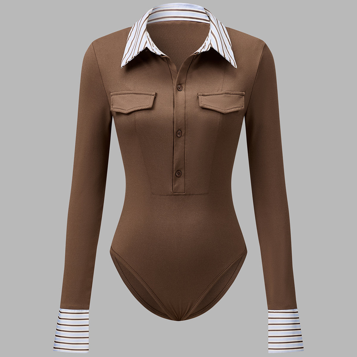 Slim Fit Jersey Shirt with Button Down Collar and Long Sleeves