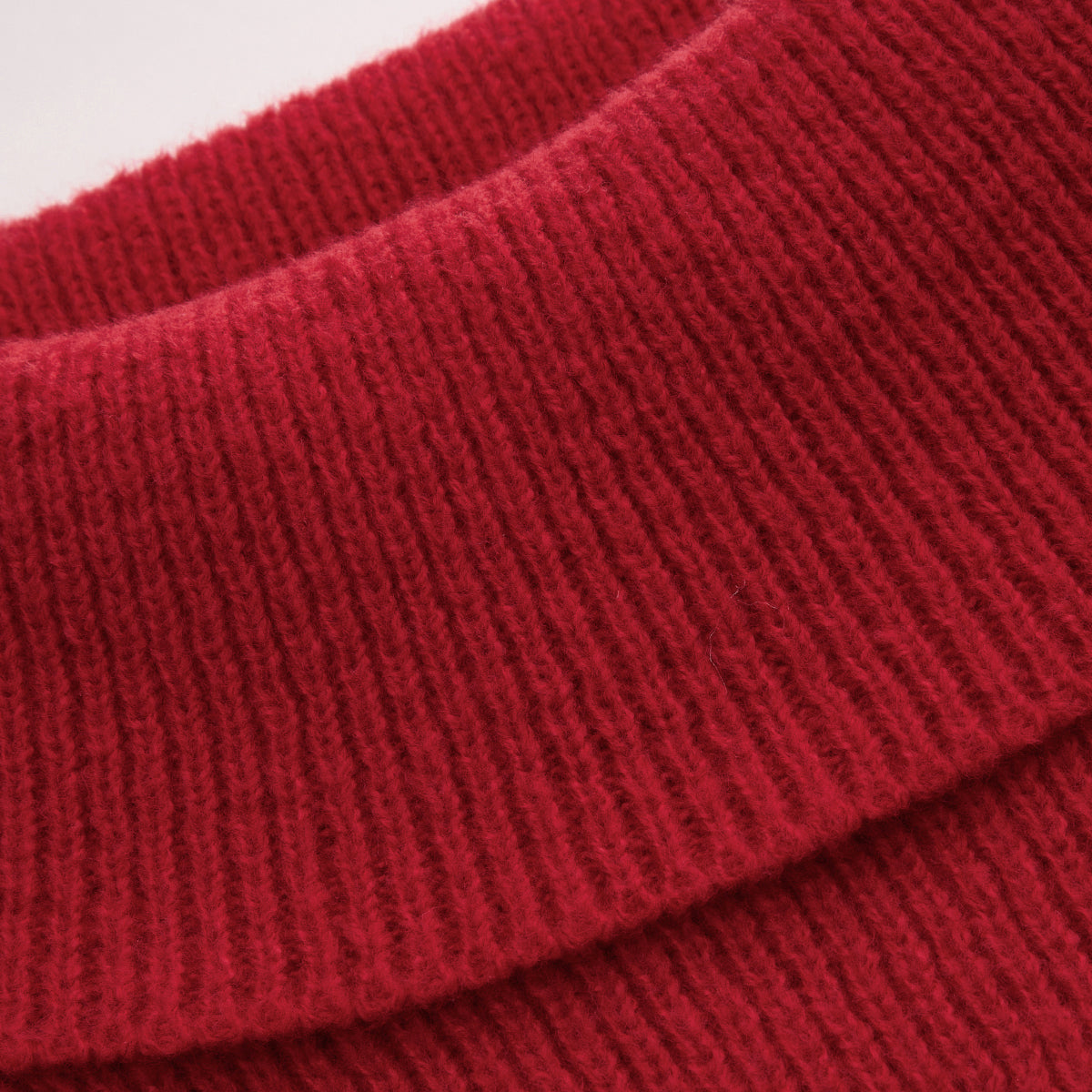 Long Sleeve Acrylic Knit Sweater with Off-Shoulder Fold-Over and Relaxed Fit
