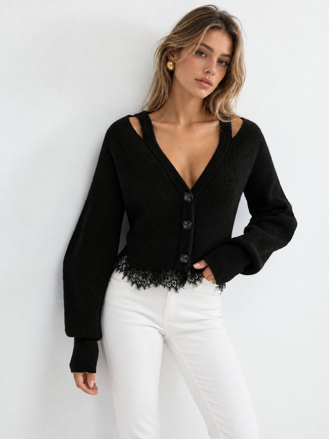 Knit Sweater with Wool Blend and Slight Stretch, Regular Fit