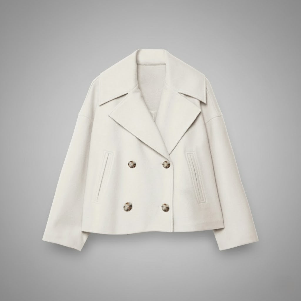 Womens Cropped Jacket with Double Button Closure and Tailored Fit, Lightweight Lining