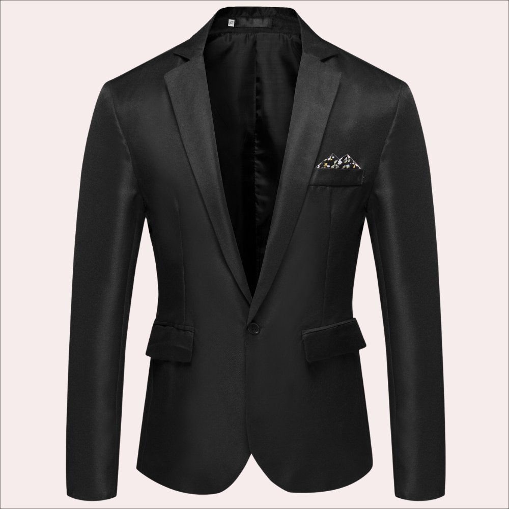 Blazer with Breathable Blend and Notch Lapel for Men - Single-Button Closure