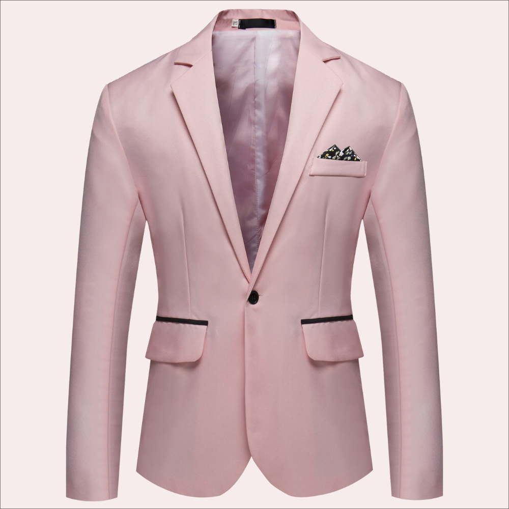 Blazer with Breathable Blend and Notch Lapel for Men - Single-Button Closure