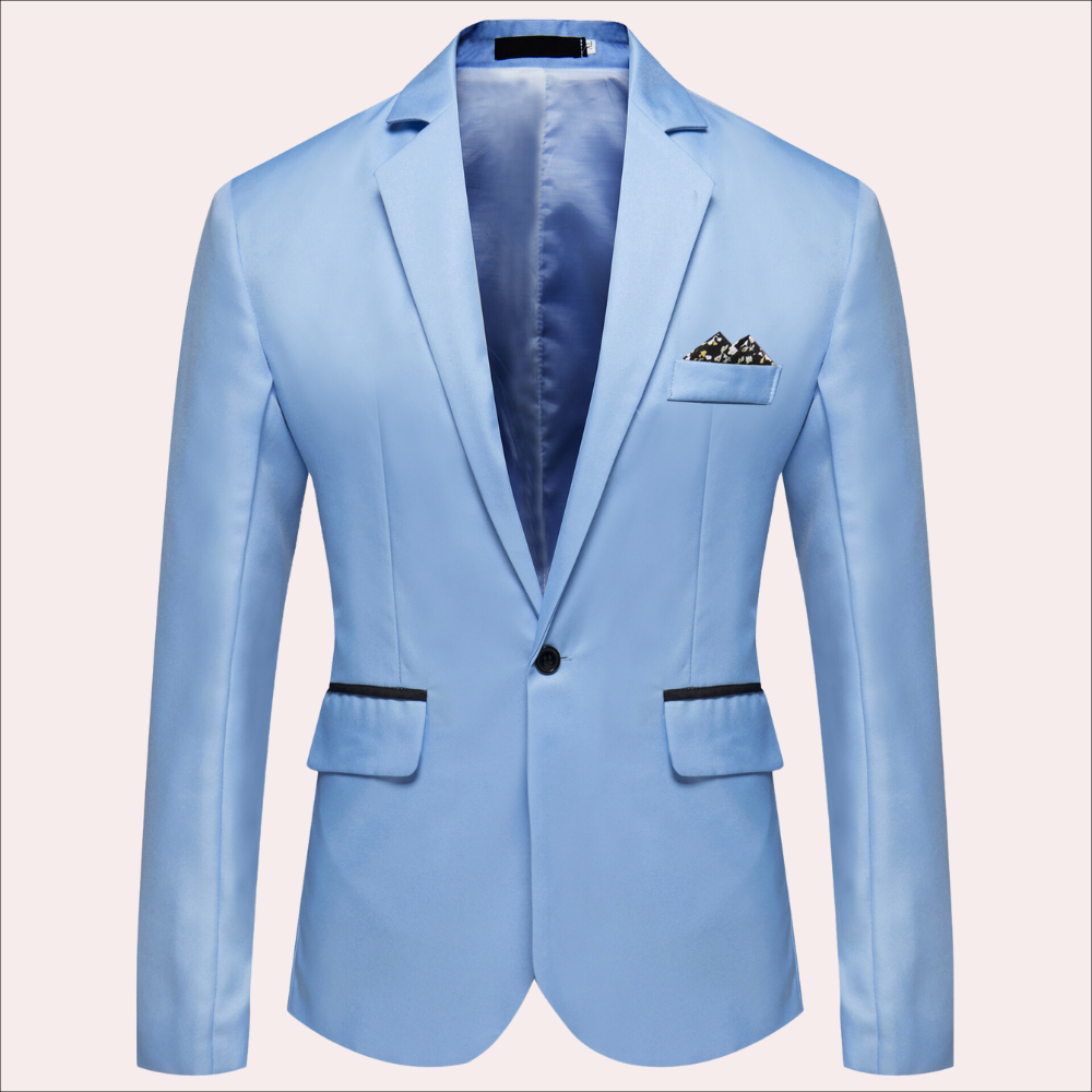Blazer with Breathable Blend and Notch Lapel for Men - Single-Button Closure