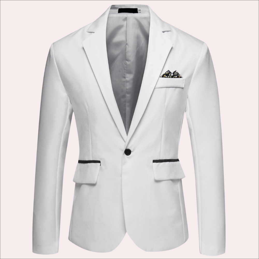 Blazer with Breathable Blend and Notch Lapel for Men - Single-Button Closure