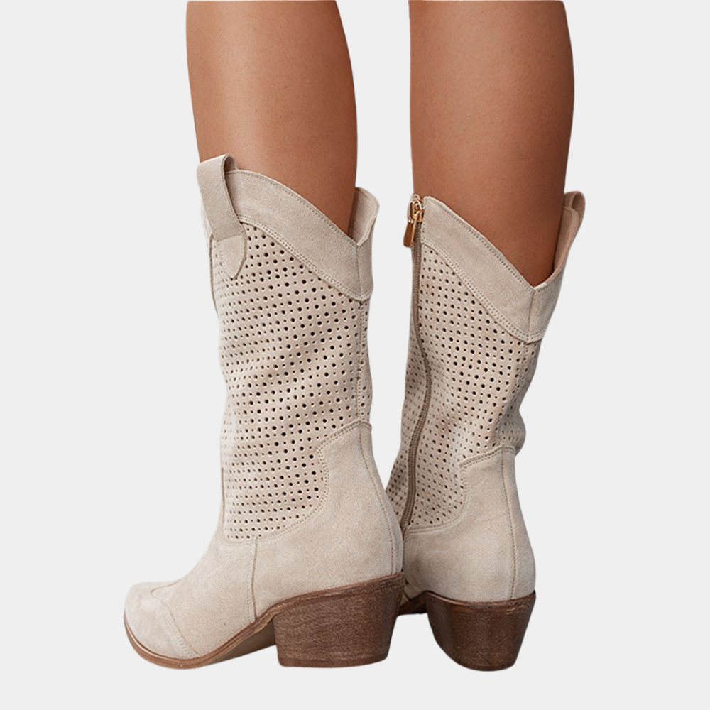 Orthopedic Cowboy Boots with Gel-Filled Insole and Breathable Textile Upper, Low Heel