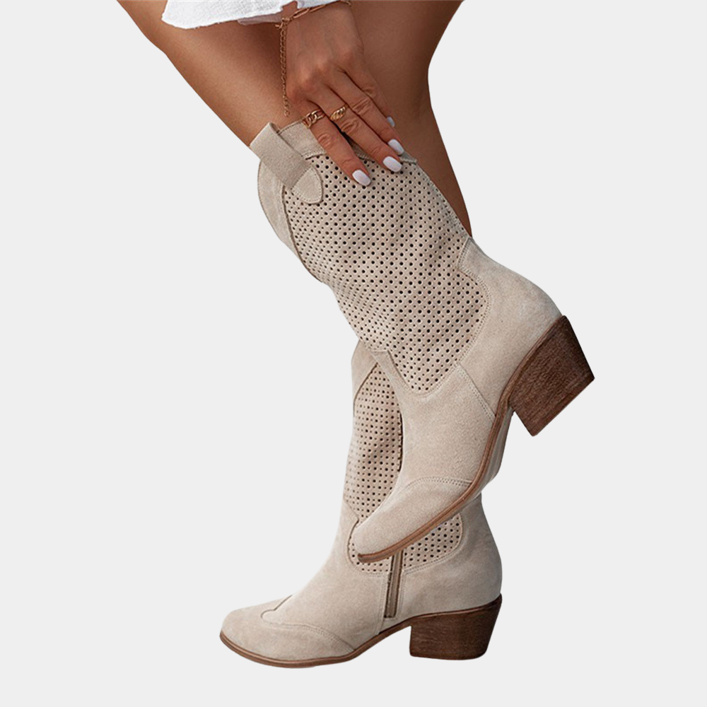 Orthopedic Cowboy Boots with Gel-Filled Insole and Breathable Textile Upper, Low Heel