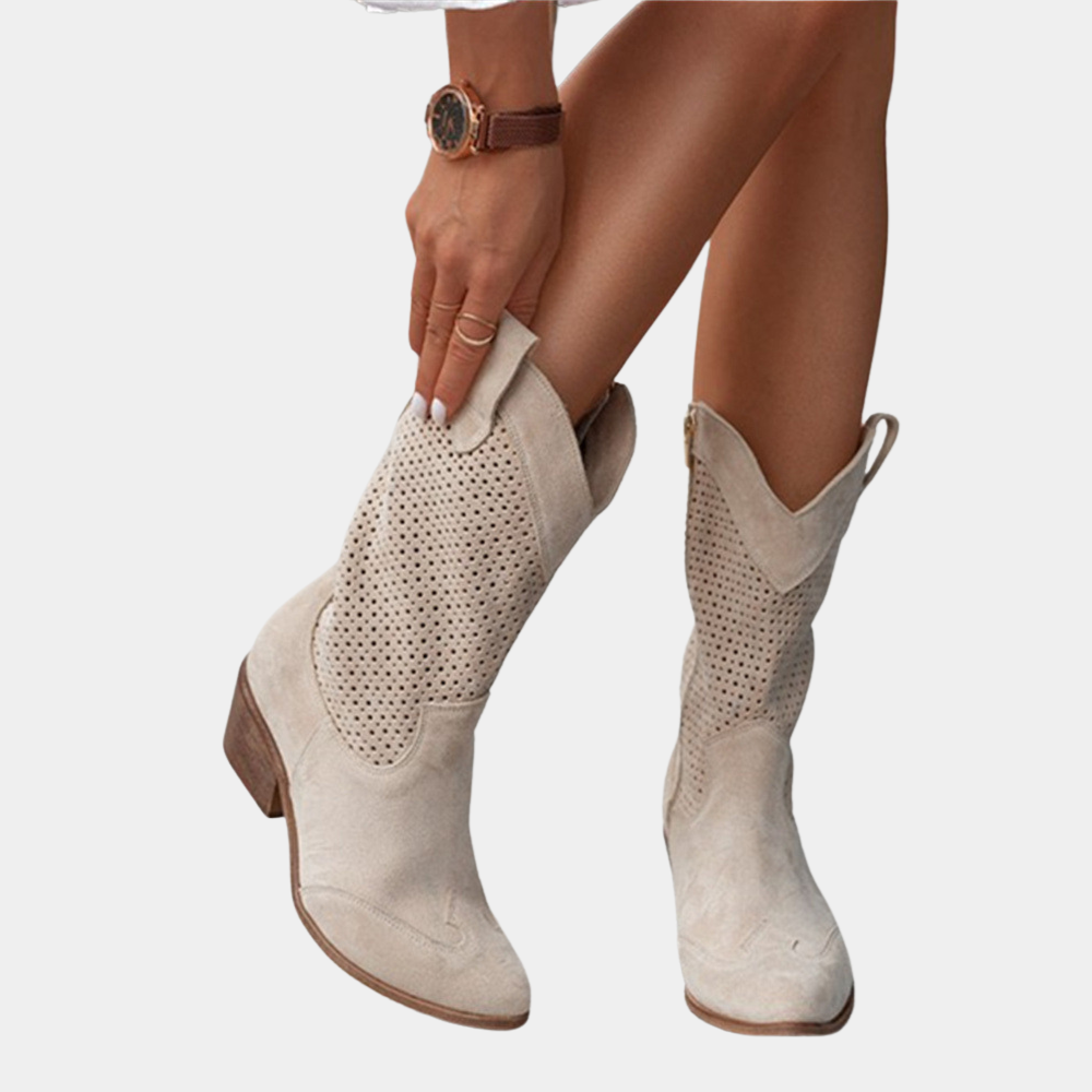 Orthopedic Cowboy Boots with Gel-Filled Insole and Breathable Textile Upper, Low Heel