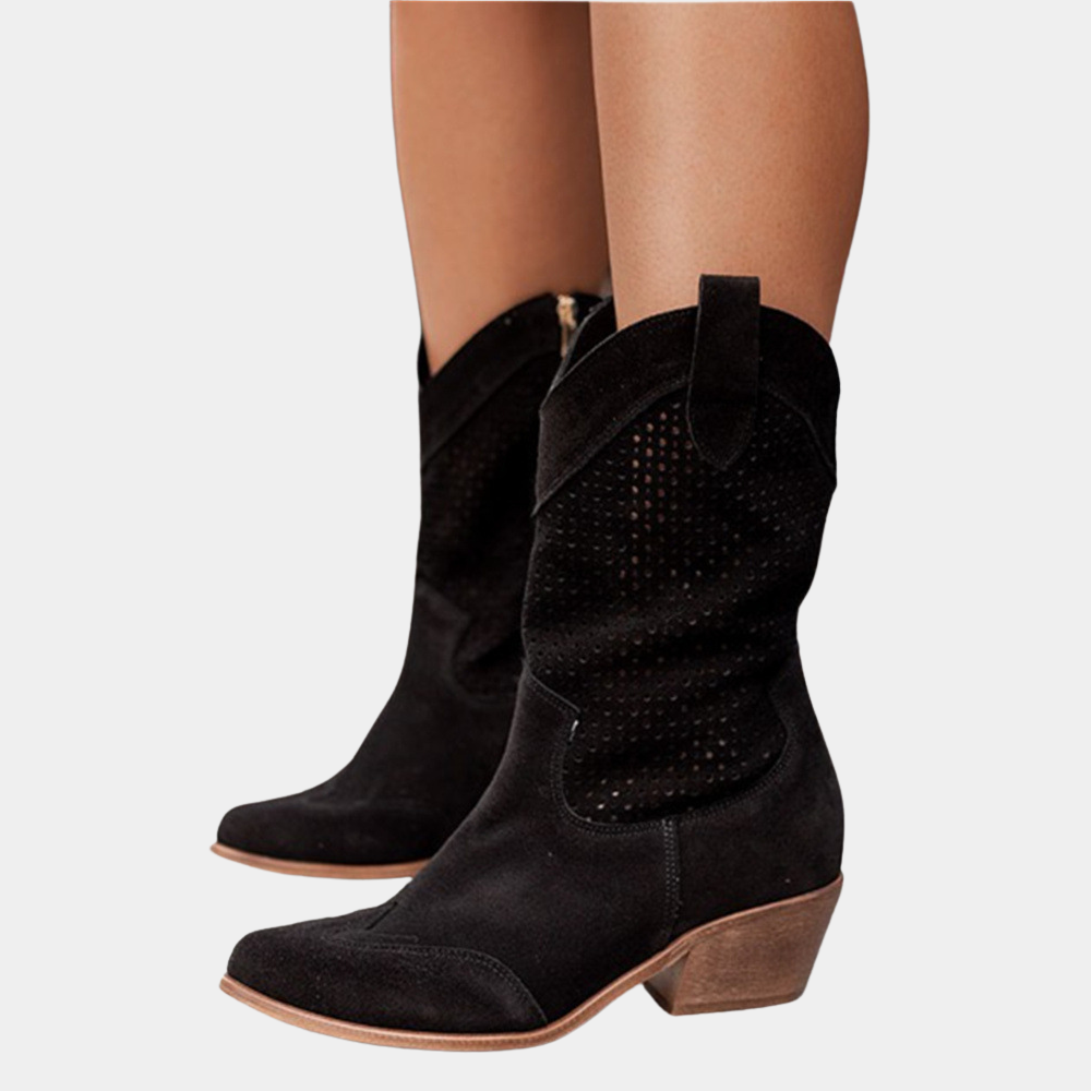 Orthopedic Cowboy Boots with Gel-Filled Insole and Breathable Textile Upper, Low Heel