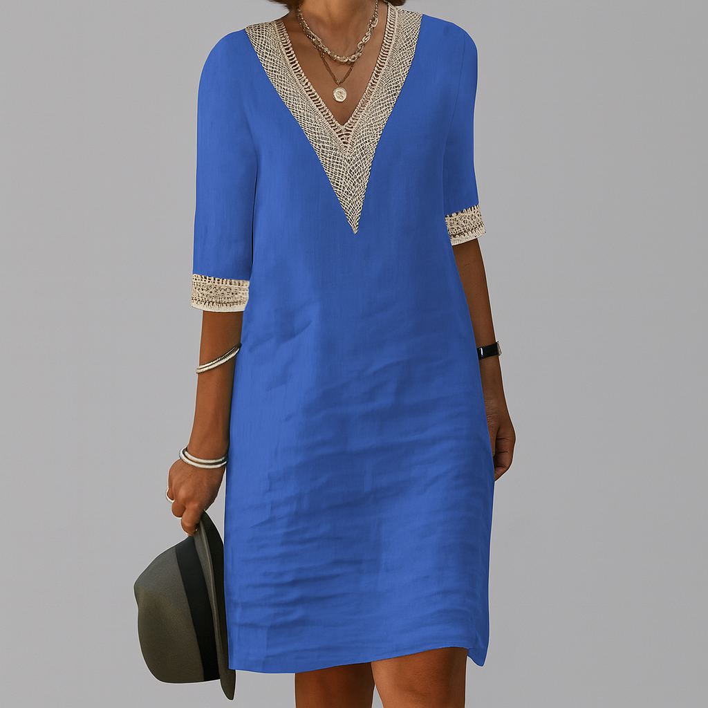 Linen Midi Dress with Breathable Linen and Tie Waist, Sleeveless or Capped
