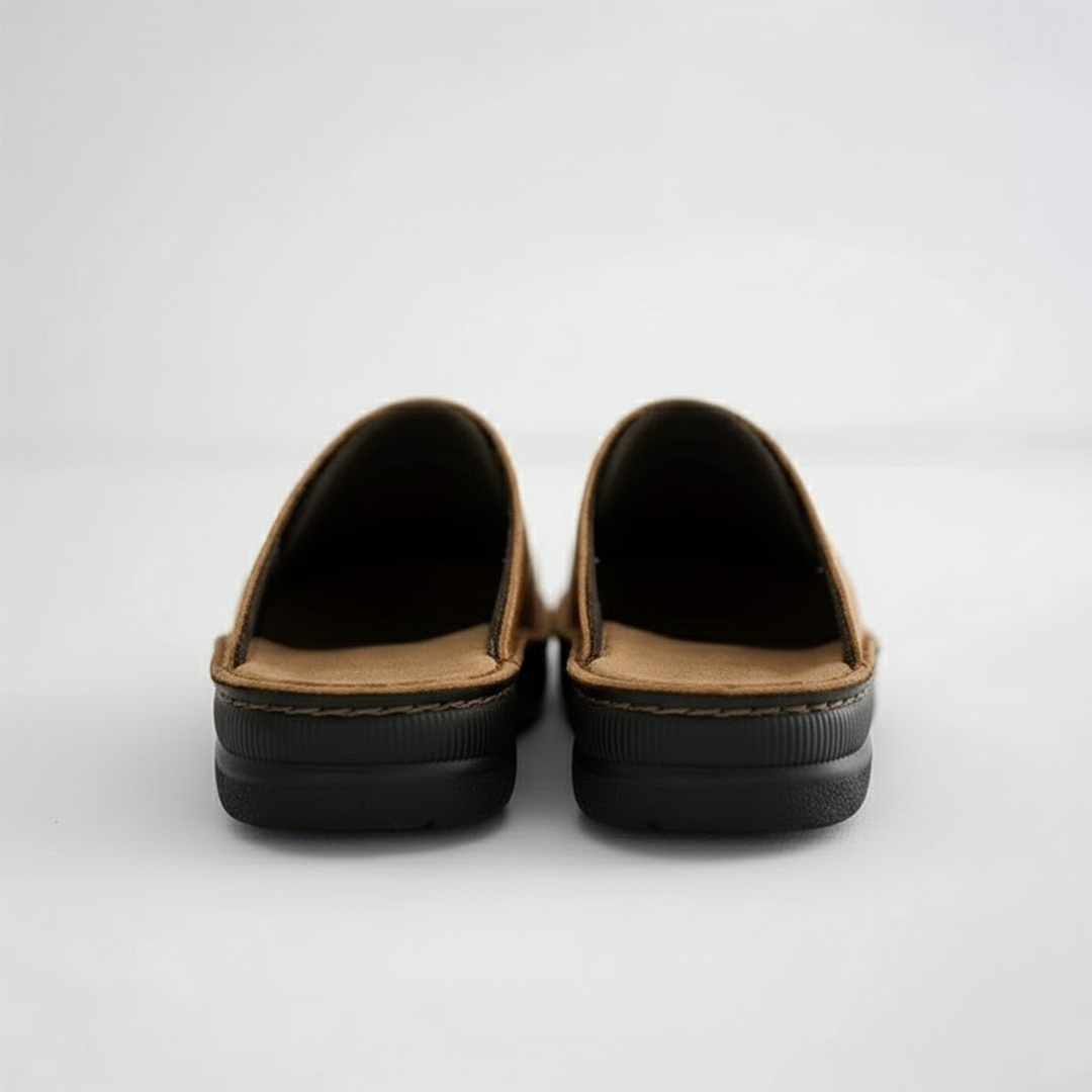 Mens Orthopaedic Clogs with Breathable Leather and Slip-On Design, Cushioned Insole