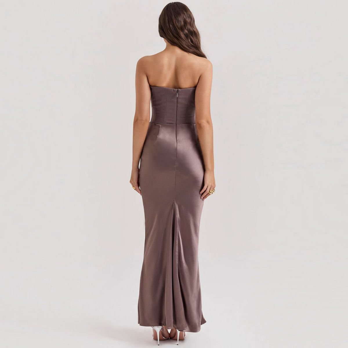 Strapless Corset Maxi Dress with Bodycon Silhouette and Floor-Length Design