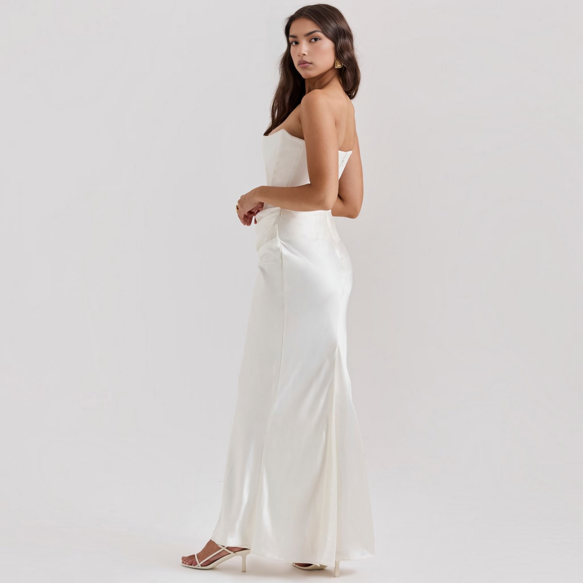 Strapless Corset Maxi Dress with Bodycon Silhouette and Floor-Length Design