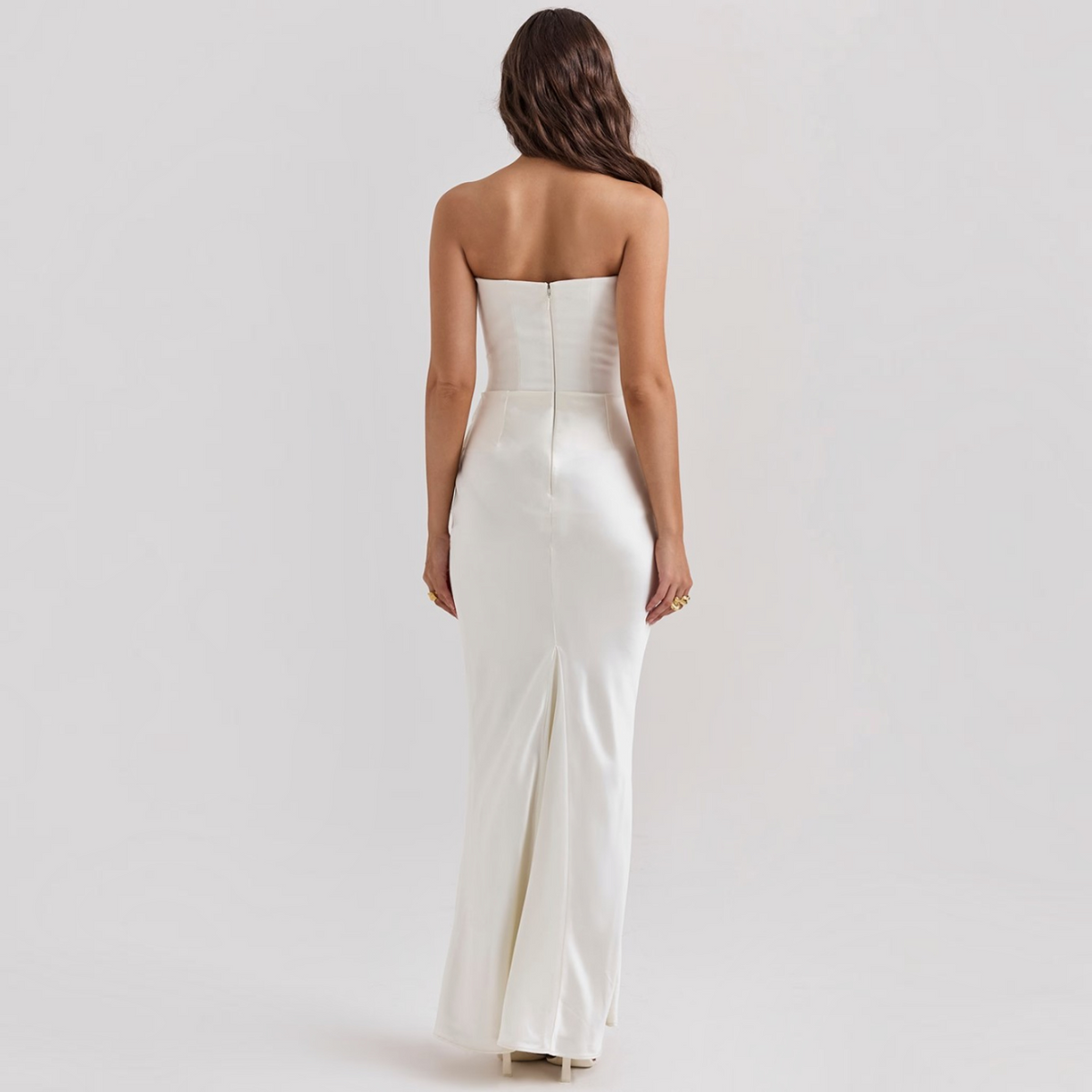 Strapless Corset Maxi Dress with Bodycon Silhouette and Floor-Length Design