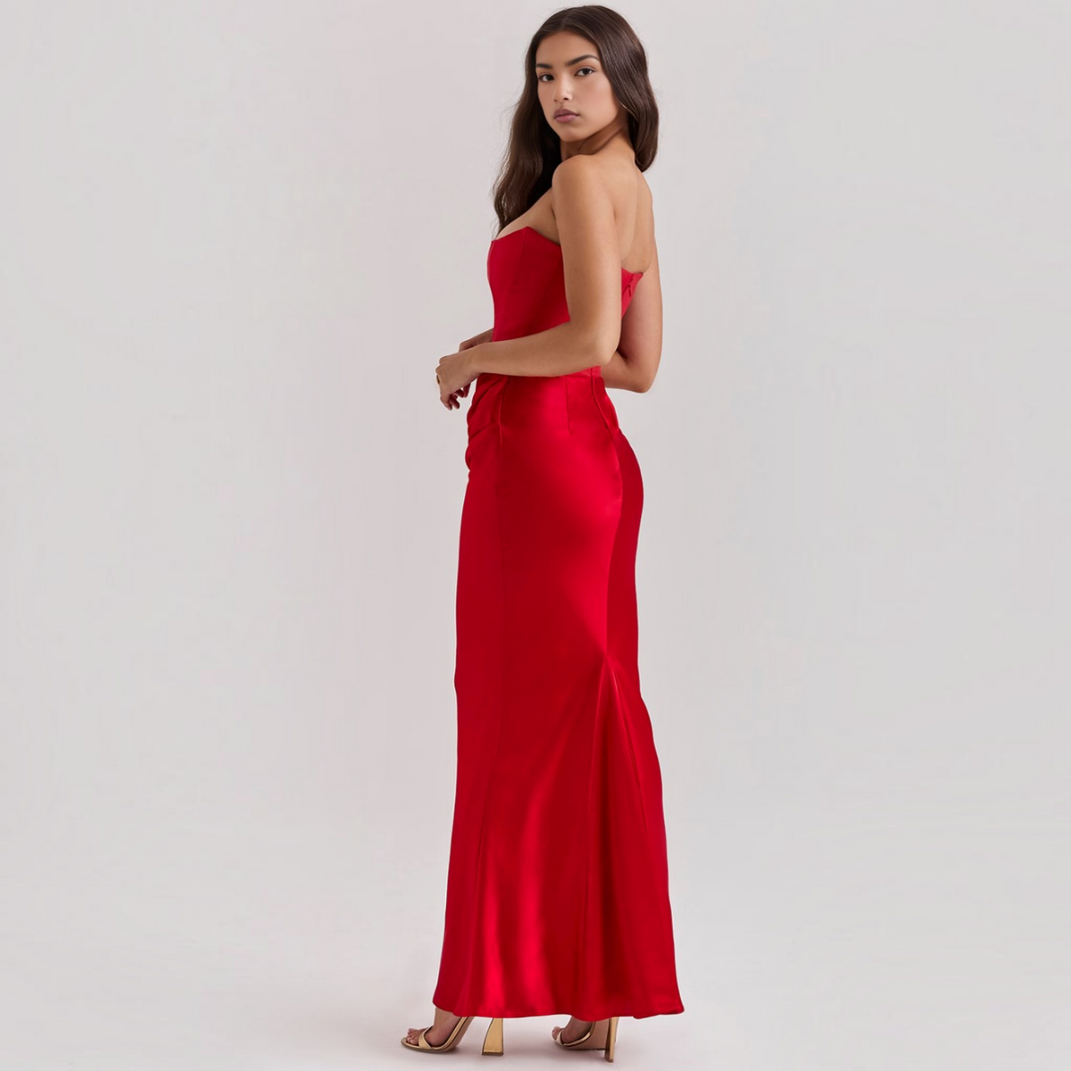 Strapless Corset Maxi Dress with Bodycon Silhouette and Floor-Length Design