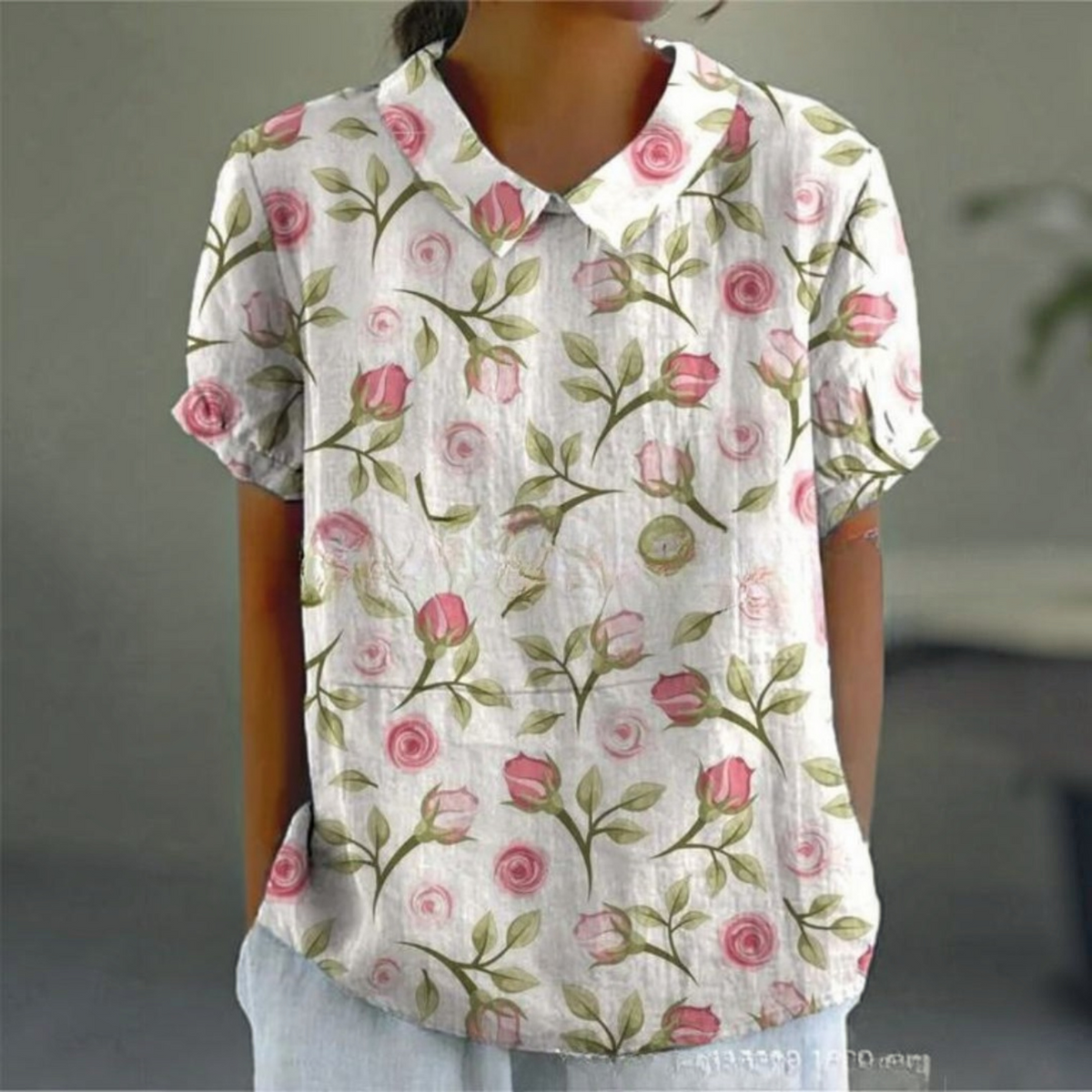 Floral Shirt with Lightweight Breathable Fabric and Relaxed Flattering Fit, Machine Washable