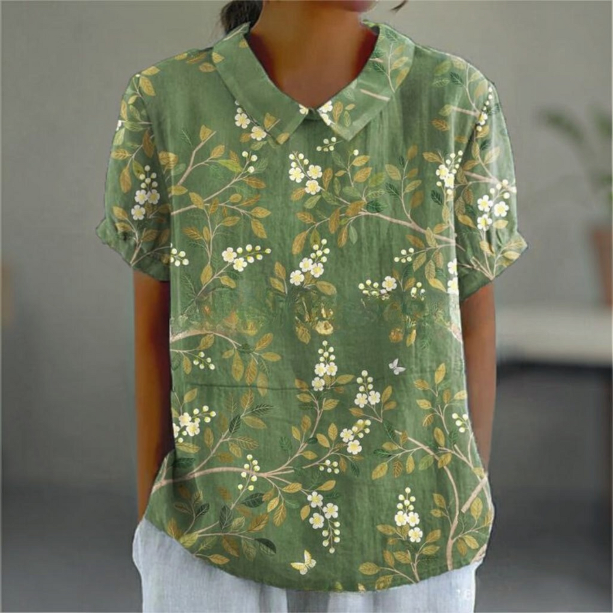 Floral Shirt with Lightweight Breathable Fabric and Relaxed Flattering Fit, Machine Washable