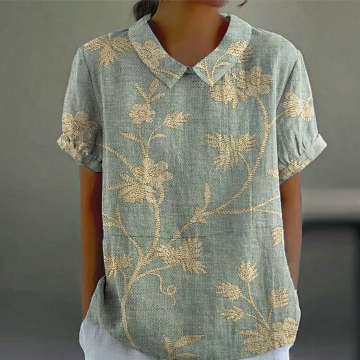 Floral Shirt with Lightweight Breathable Fabric and Relaxed Flattering Fit, Machine Washable