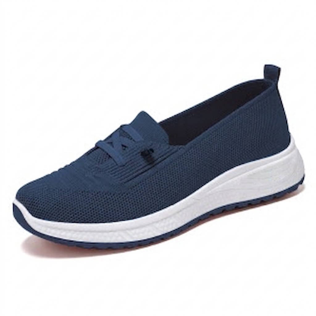 Womens Slip-On Mesh Sneakers with Elastic Lace and Cushioned Sole for Everyday Walking
