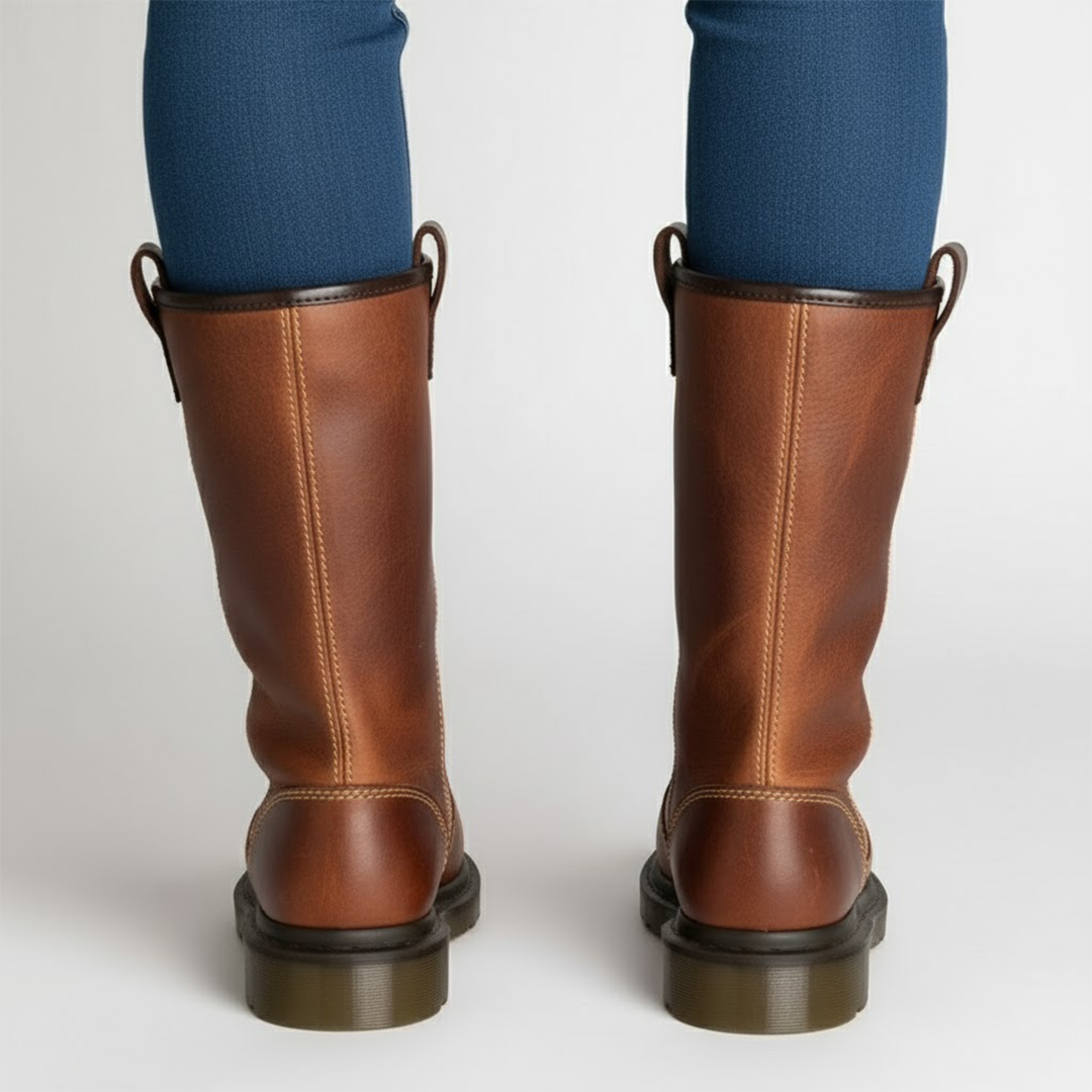Insulated Leather Work Boots with Slip-Resistant Sole and Cushioned Insoles, Lace-Up