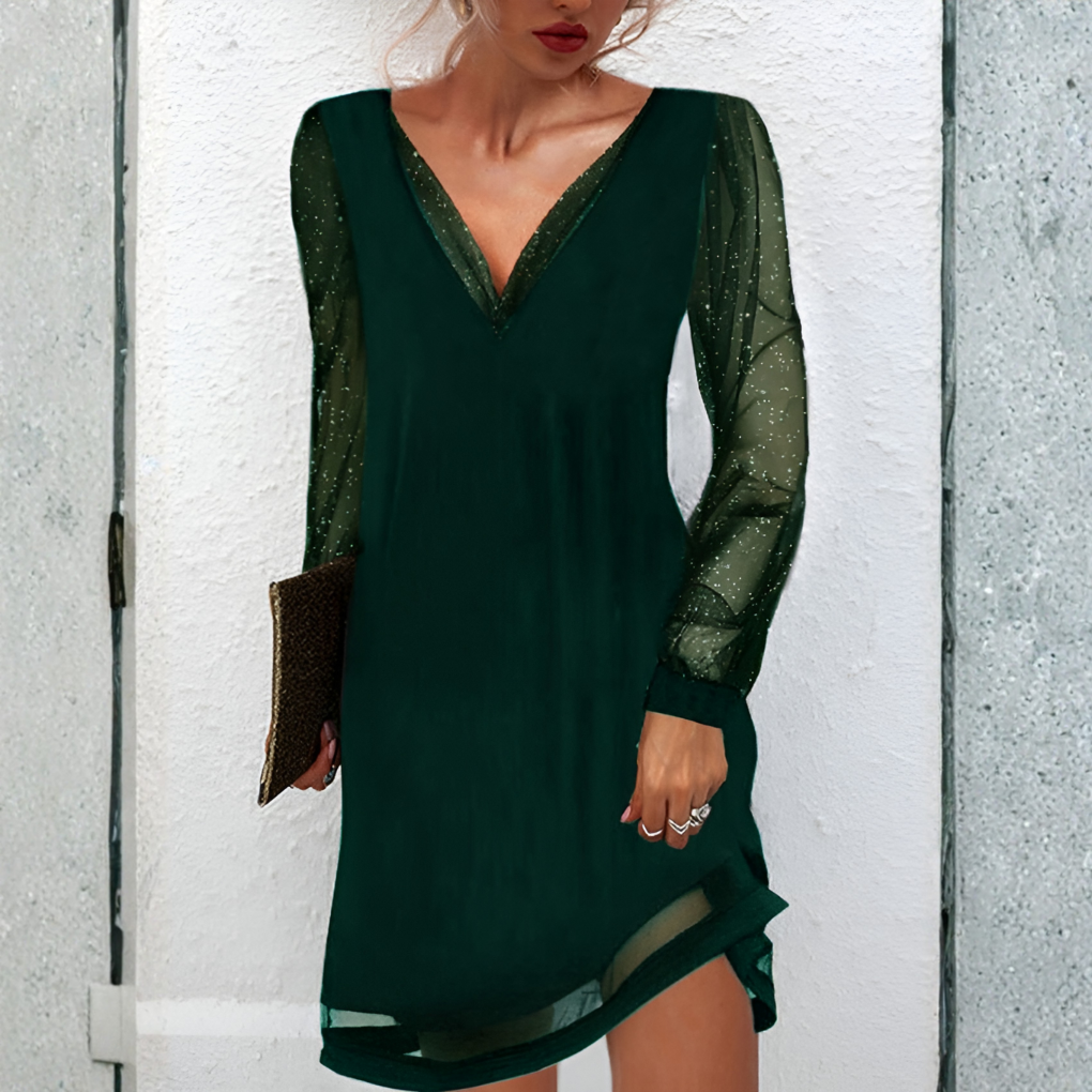 Sustainable Midi Dress with Cinched Waist and Flowing Skirt, Pull-On Style