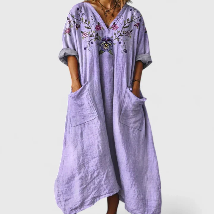 Indra | Women's Cotton Boho Print Front Pocket Maxi Dress Carol & Margaret Wilmington