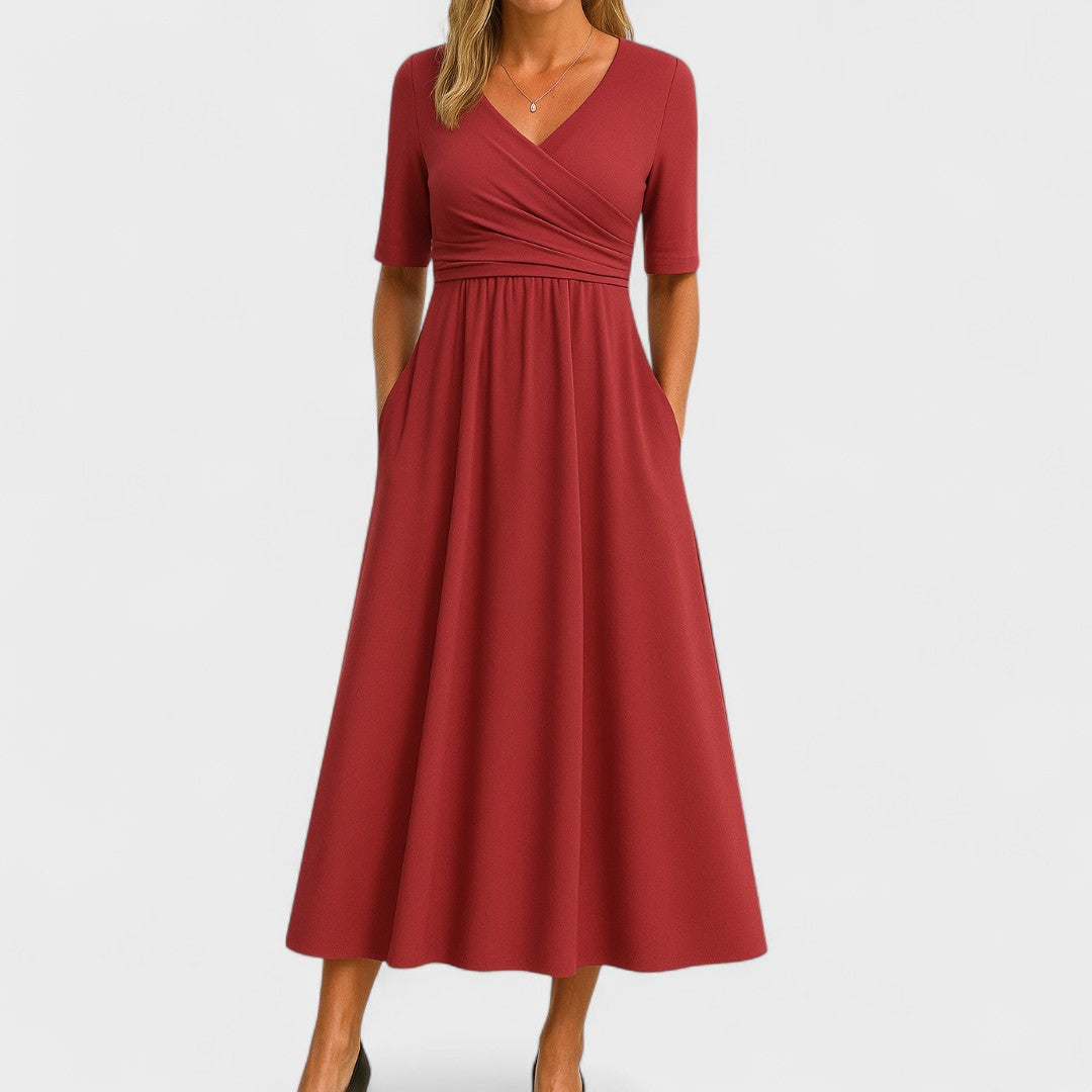 A-Line Midi Dress with Lightweight Fabric and Flattering Fit