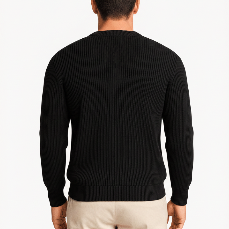 Reborn Styles - Black Ribbed Crew Neck Sweater