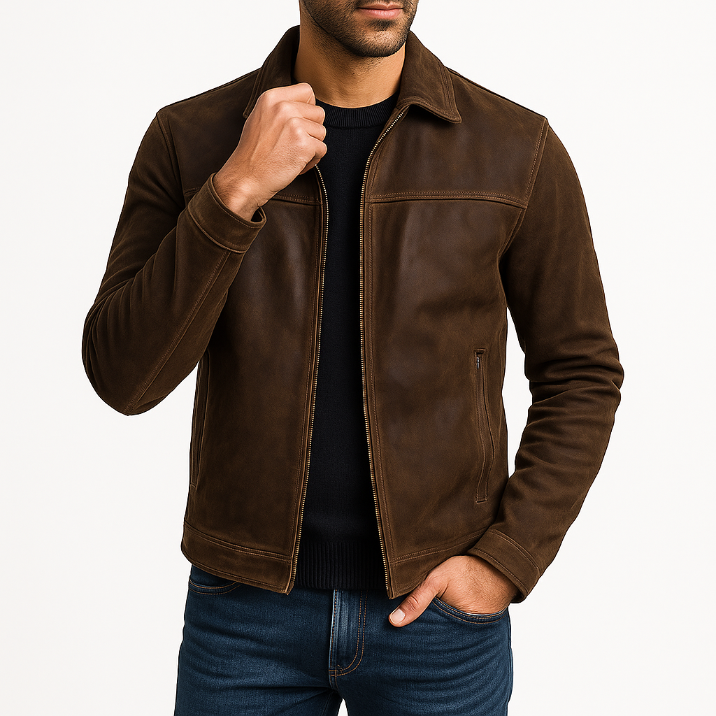 Luminovi | Classic Leather Zip Jacket-Jacket