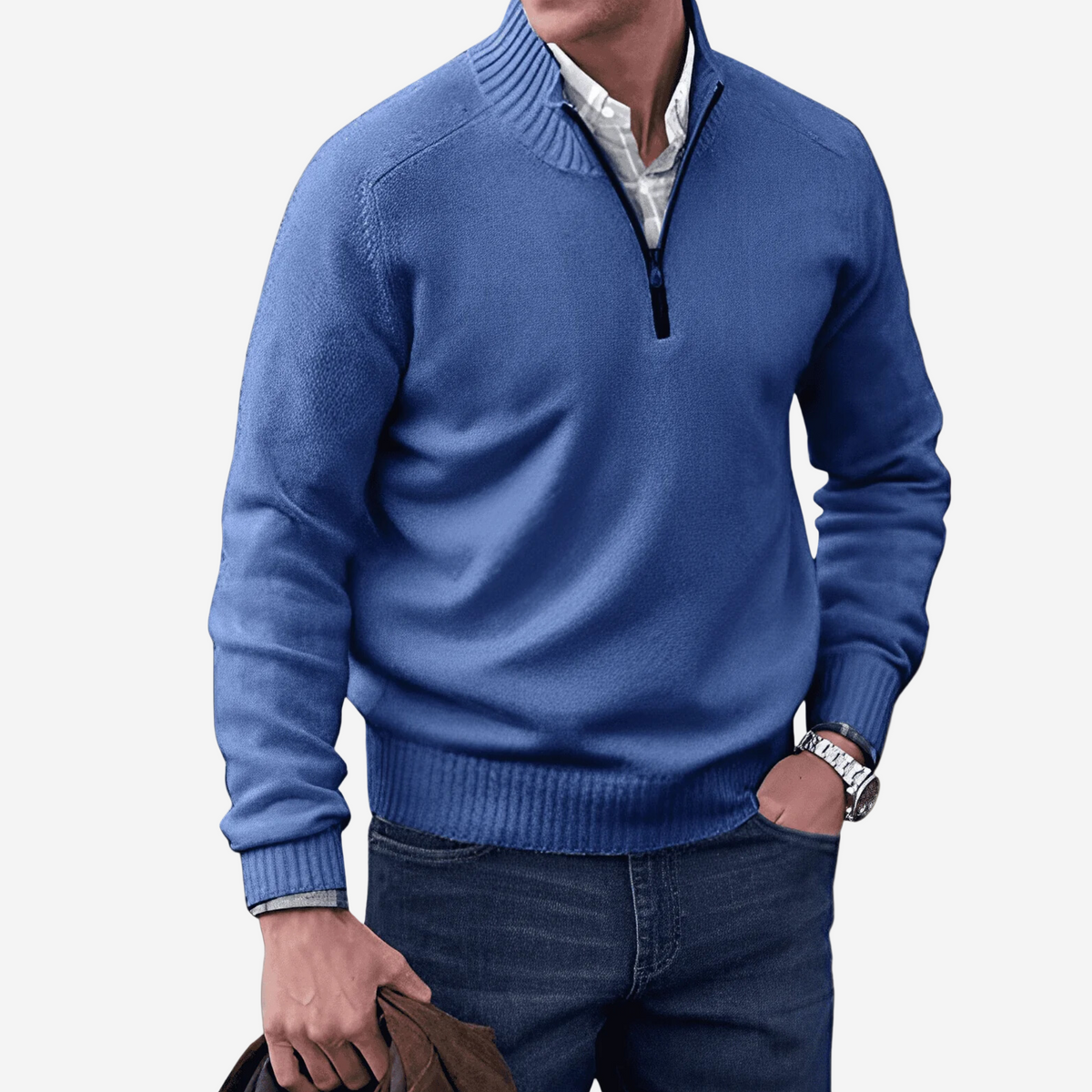 Luminovi | Classic Quarter Zip Sweater-Sweater