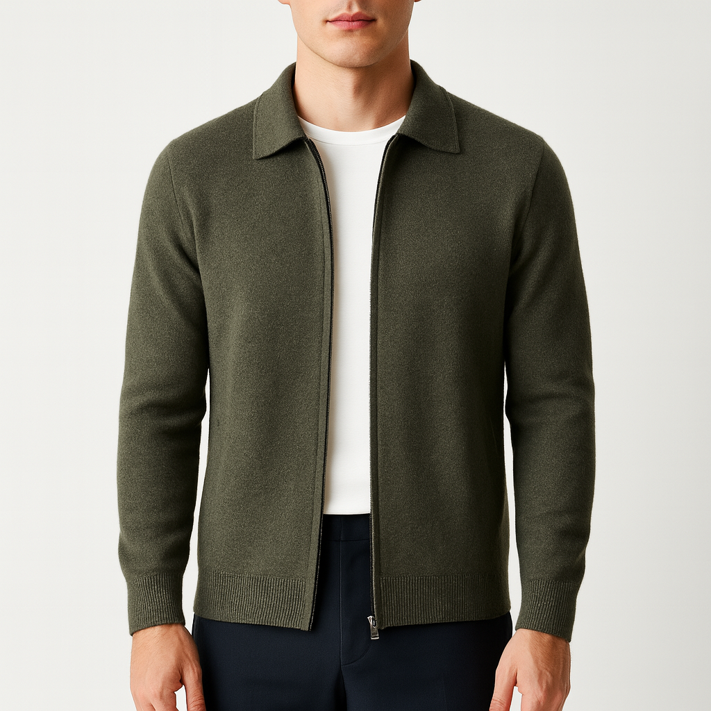 Luminovi | Classic Zip Knit Cardigan-Cardigan