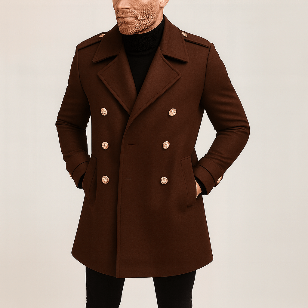 Luminovi | Double-Breasted Wool Blend Coat-Wool Coat