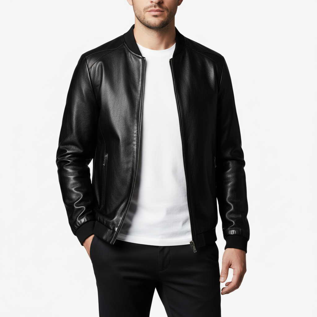 Luminovi | Eco-Leather Bomber Jacket-Jacket