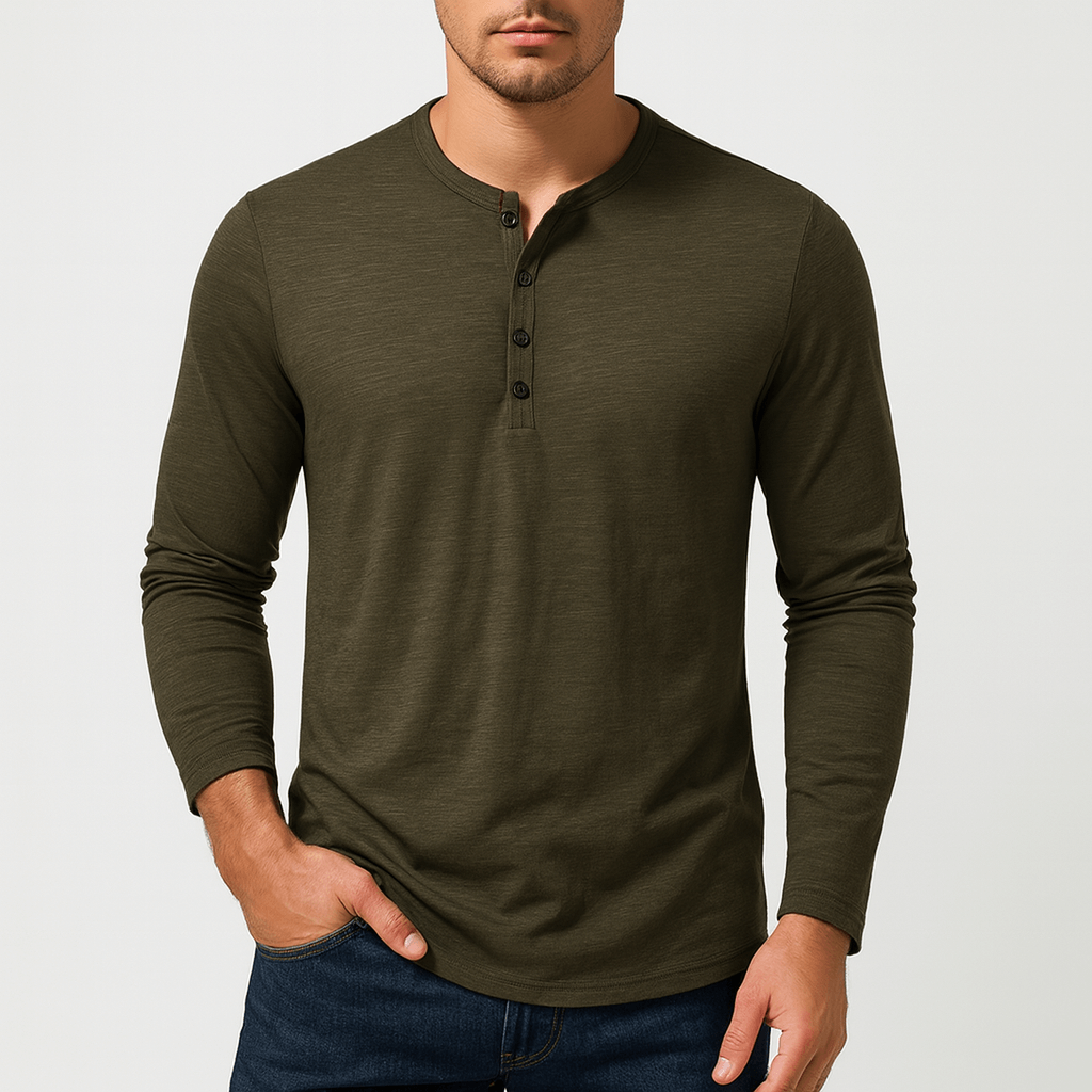 Luminovi | Henley Long Sleeve Shirt-Shirt