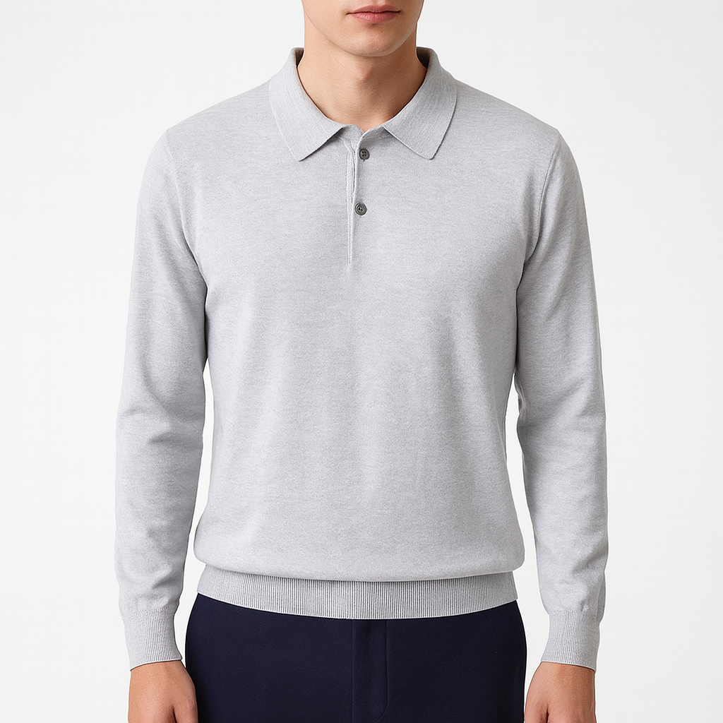 Luminovi | Knit Polo Sweatshirt-Sweatshirts