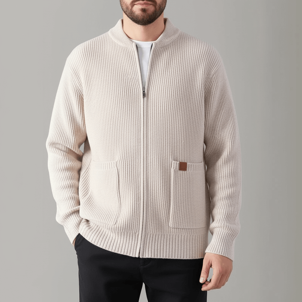 Luminovi | Knitted Zip Cardigan-Cardigan