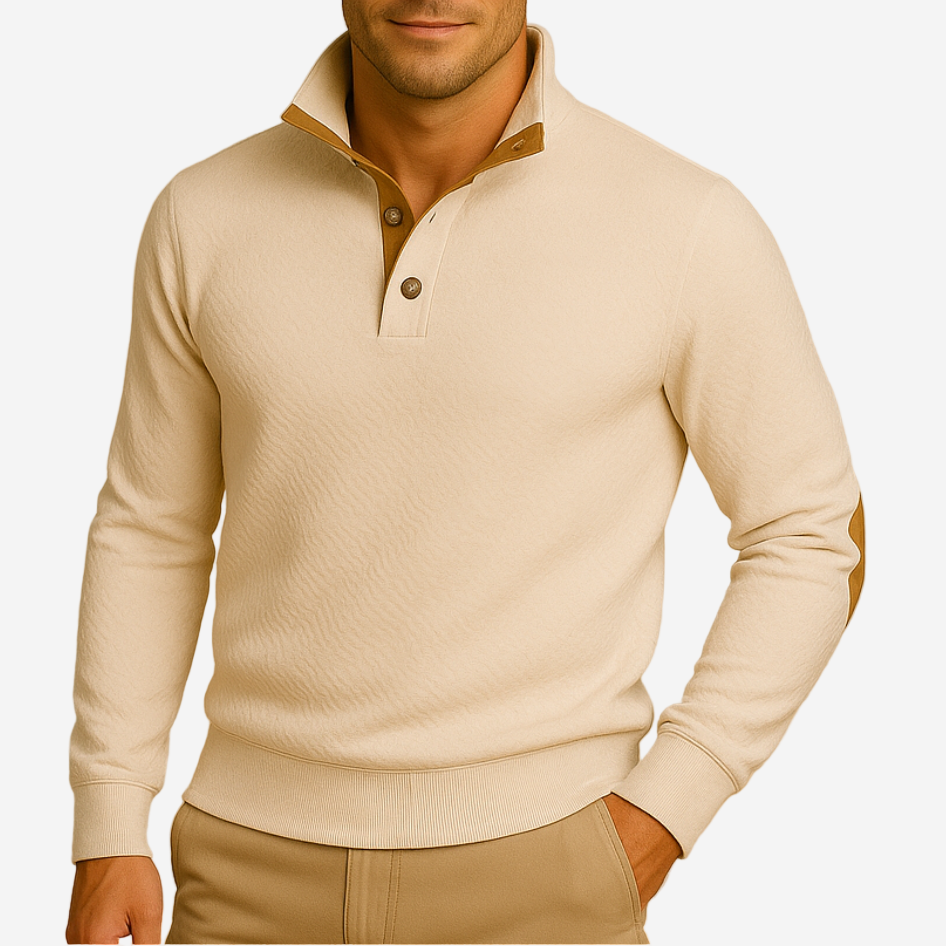 Luminovi | Oxford Quarter Zip Sweater-Sweater