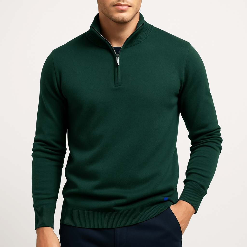 Luminovi | Quarter-Zip Fitted Sweater-Sweater