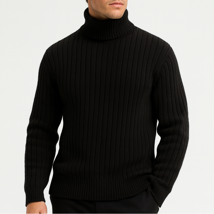 Spraykis | Ribbed Knitted Turtleneck Warm Men Sweater-Sweaters & Hoodies