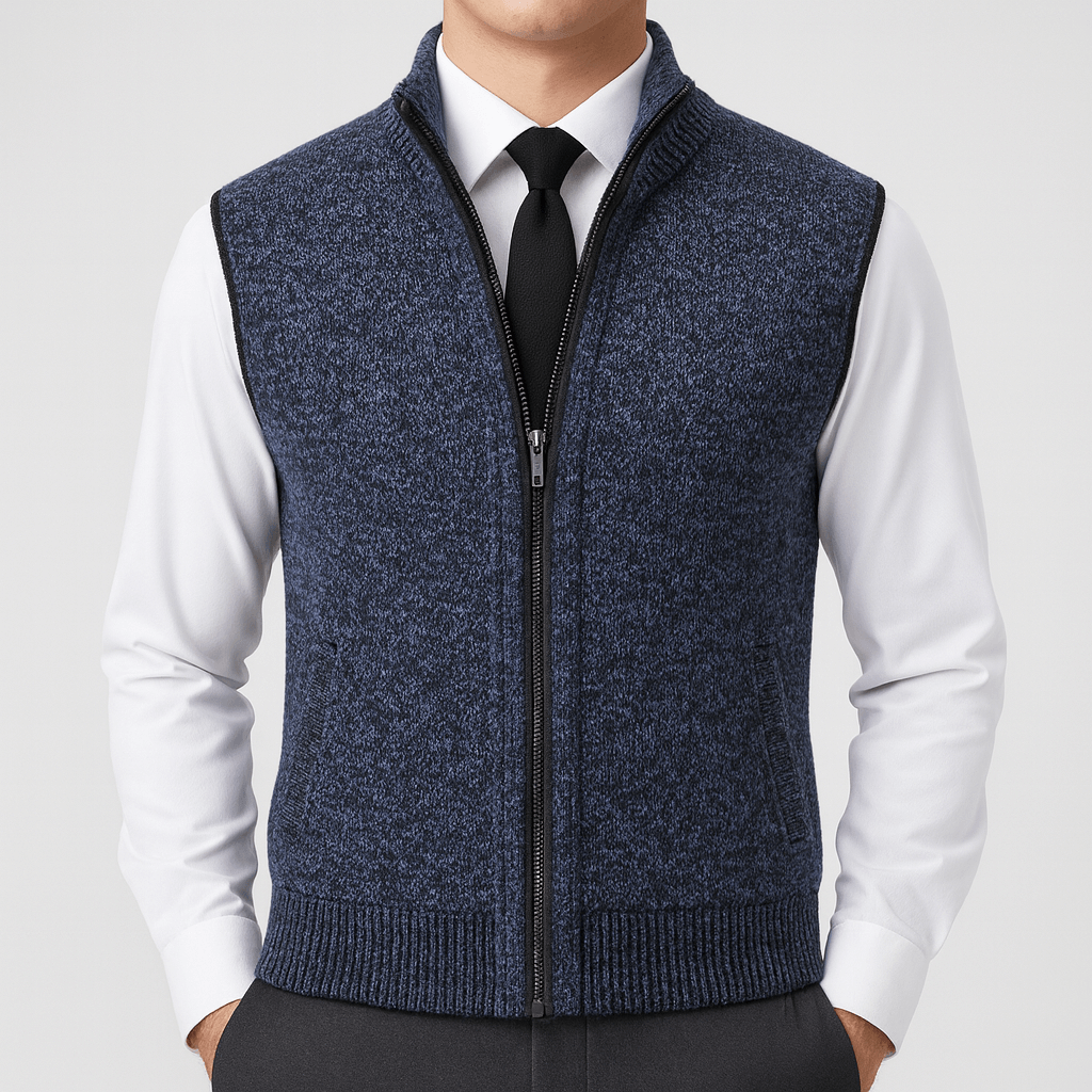Luminovi | Sleeveless Zipper Knit Vest-Vest