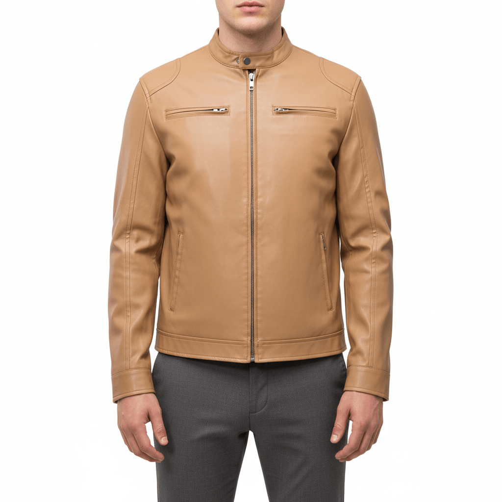 Luminovi | Slim Fit Bomber Leather Jacket-Jacket