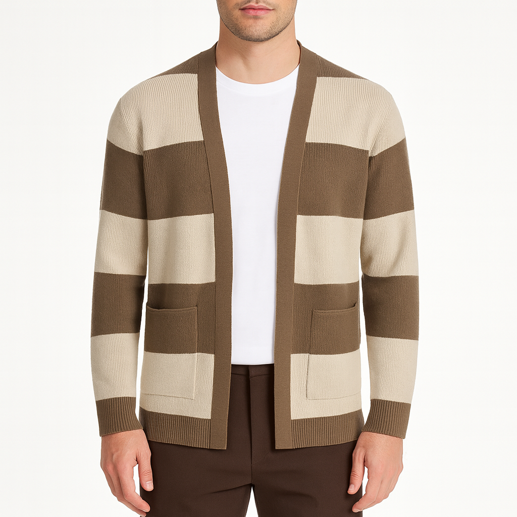 Luminovi | Striped Knit Cardigan-Cardigans