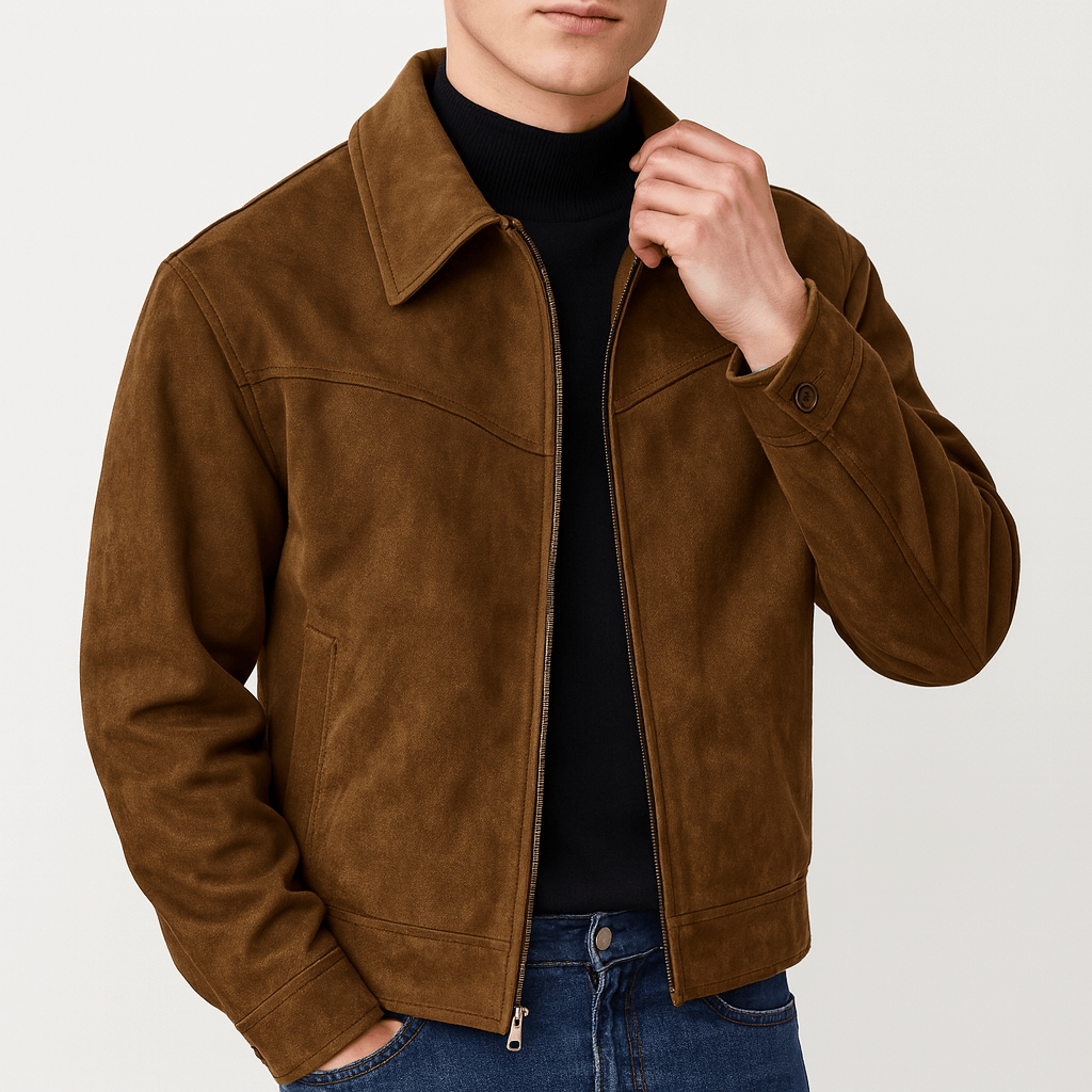 Luminovi | Suede Bomber Jacket-Jacket