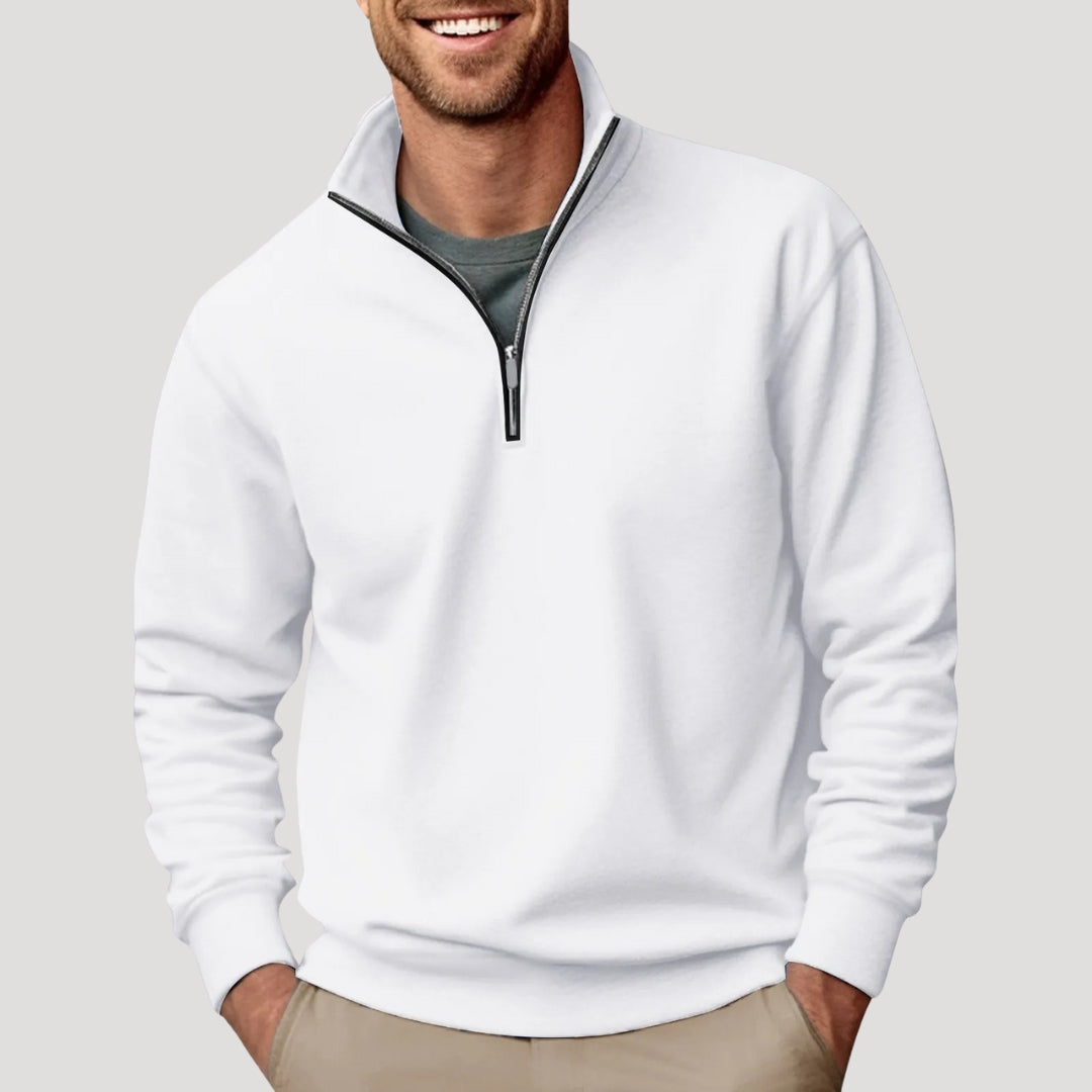Mens Quarter Zip Sweatshirt with Brushed Interior and Relaxed Fit, Machine Washable
