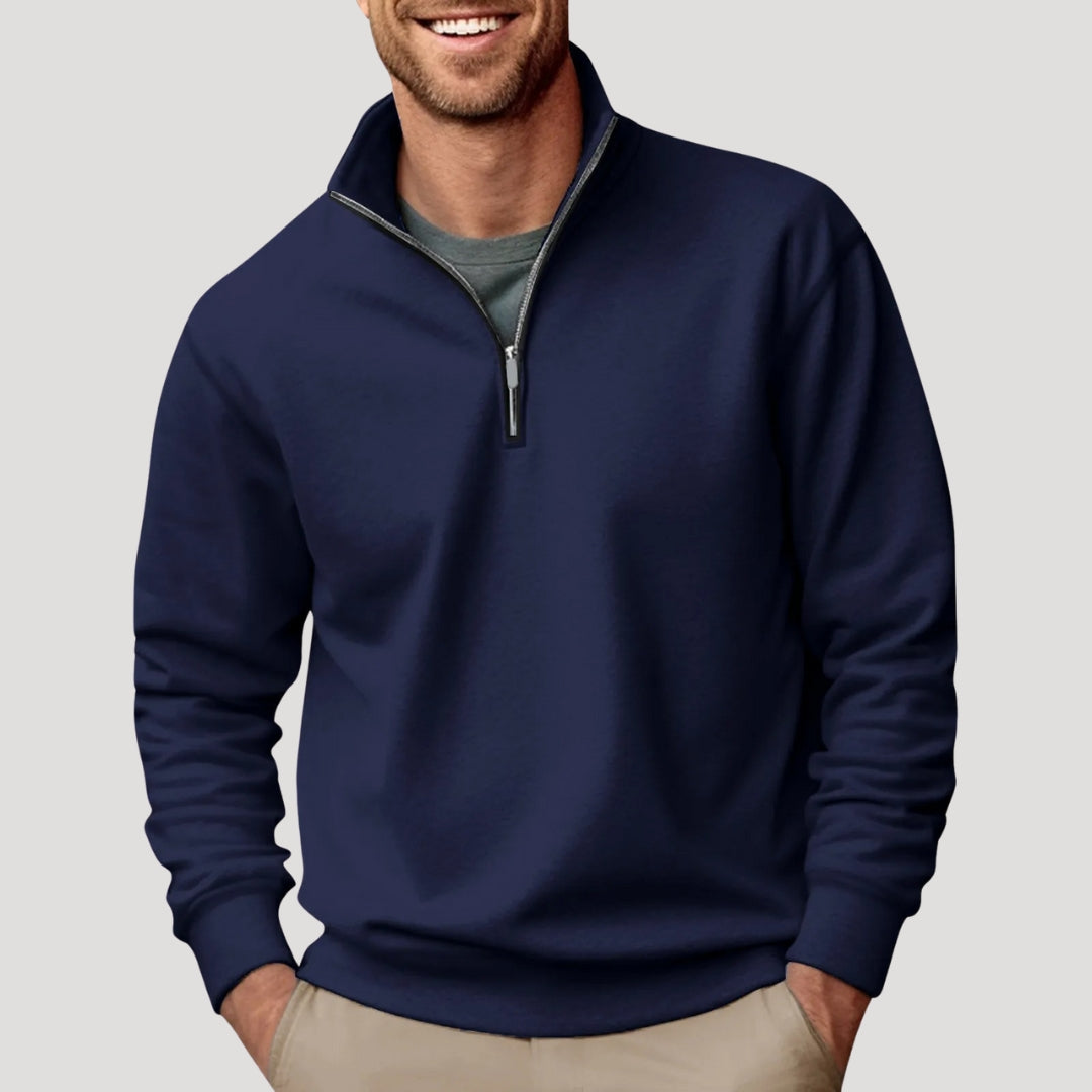 Mens Quarter Zip Sweatshirt with Brushed Interior and Relaxed Fit, Machine Washable