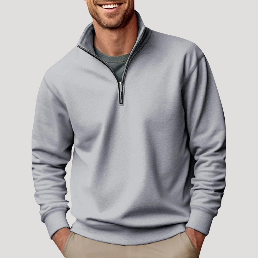 Mens Quarter Zip Sweatshirt with Brushed Interior and Relaxed Fit, Machine Washable