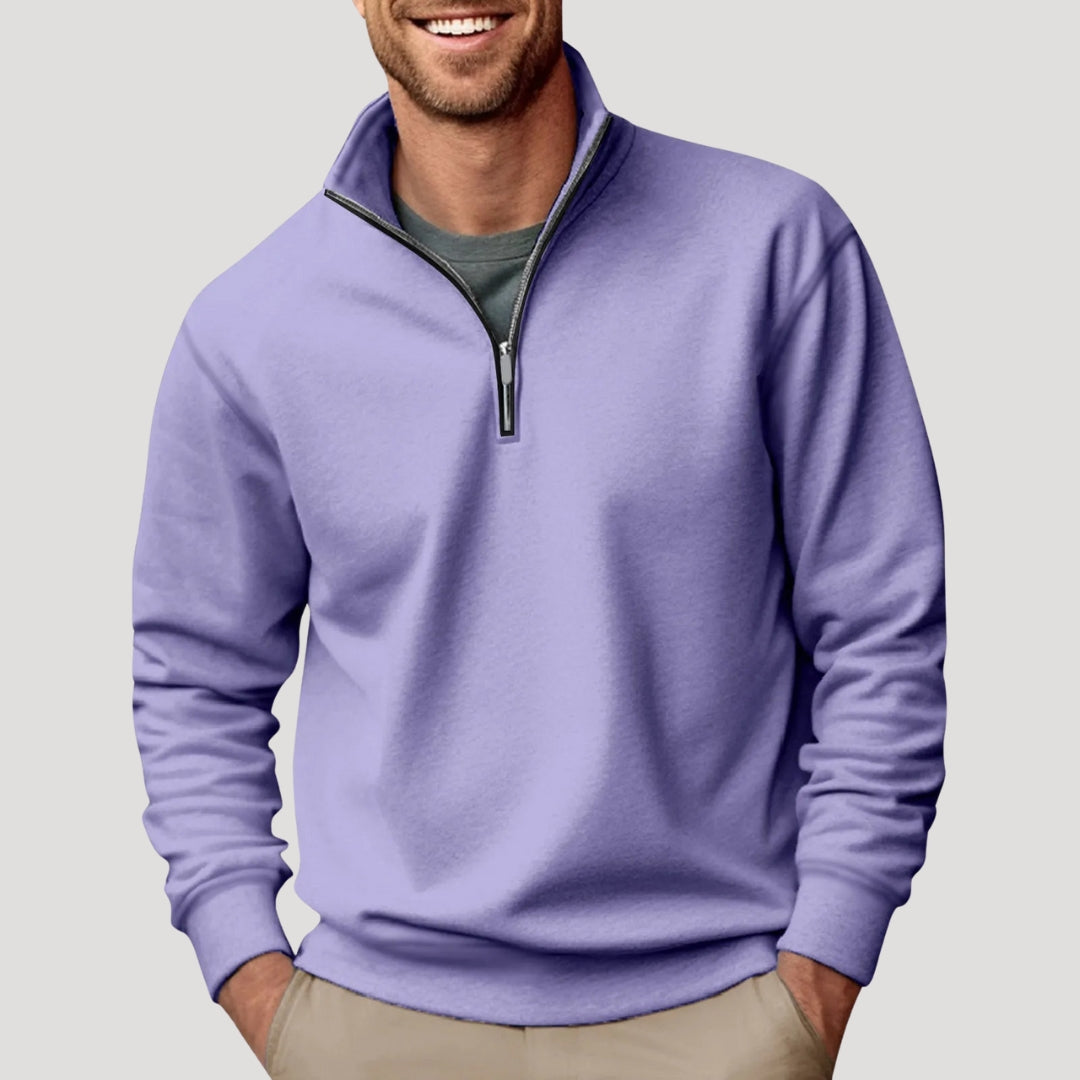 Mens Quarter Zip Sweatshirt with Brushed Interior and Relaxed Fit, Machine Washable